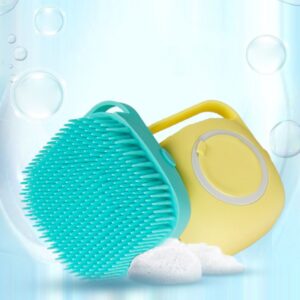 Pet Grooming Brush: Silicone Bristles, Shampoo Dispenser