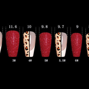 Red Jump Color Leopard Print Ballet False Nails