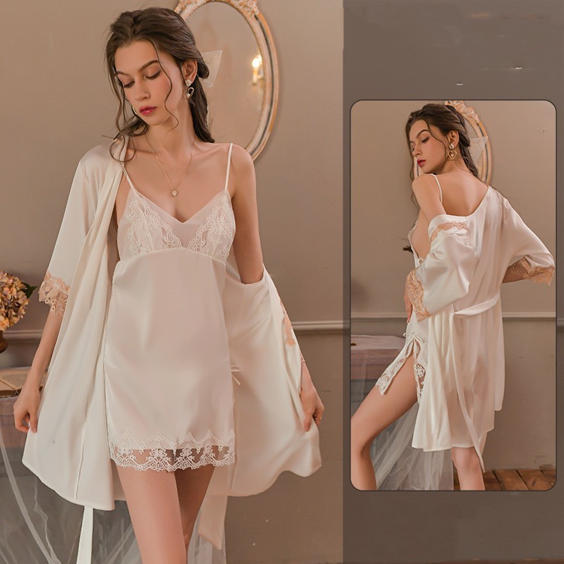 Pure Enchantment: Lace Suspender Pajama Set