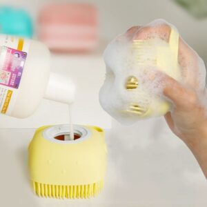 Pet Grooming Brush: Silicone Bristles, Shampoo Dispenser