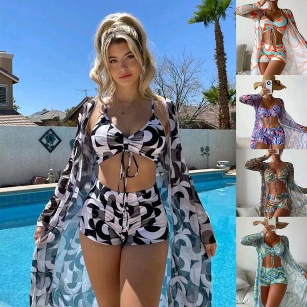Printed Push-Up Bikini Set: Summer Beach Trio