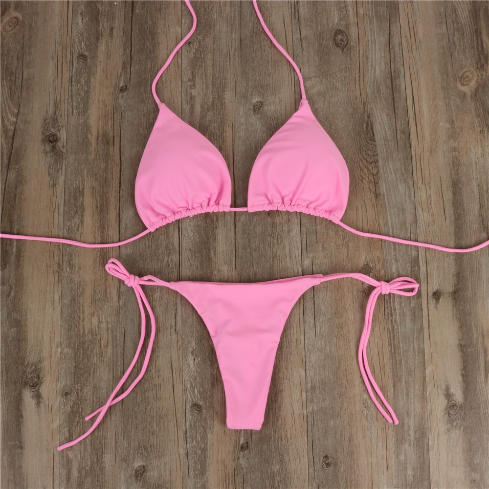 Upgrade Your Beach Style with 2pcs Halterneck Lace-up Bikini