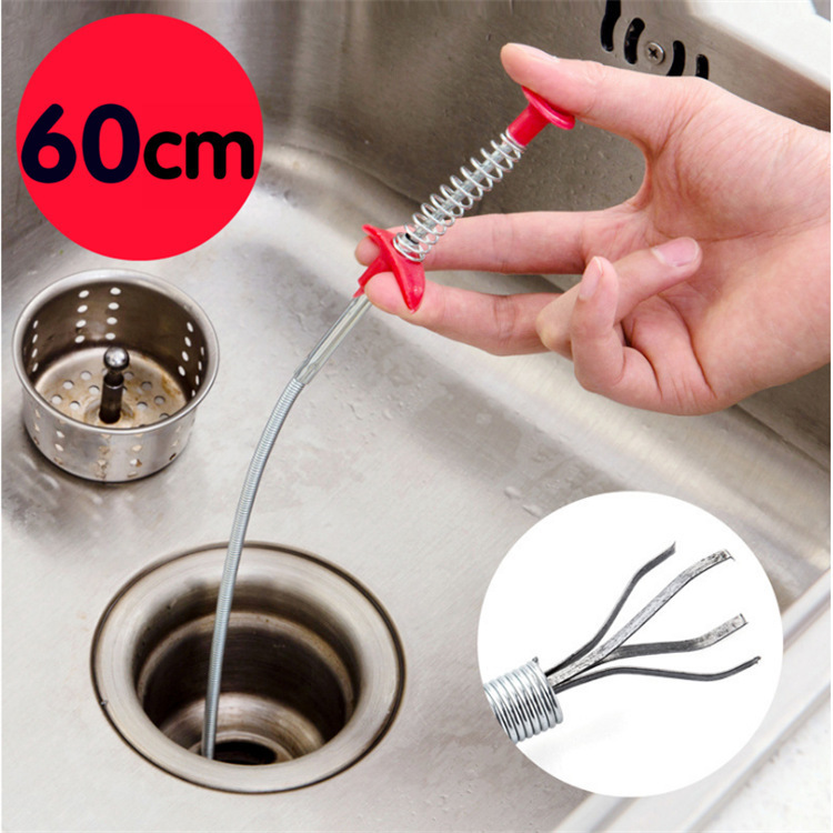 60CM Sewer Dredger Spring Pipe Cleaner | Household Hair Cleaner Drain Clog Remover