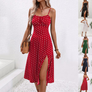 New Polka Dot Print Summer Dress For Womens