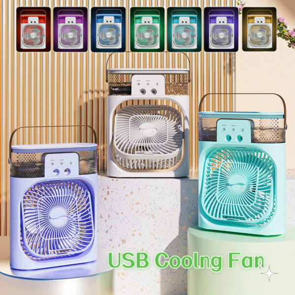 3 In 1 Air Humidifier Cooling Fan With LED Light