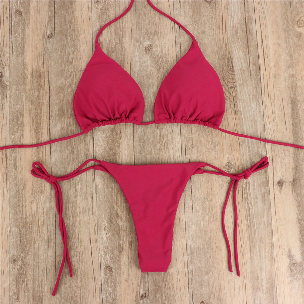 Upgrade Your Beach Style with 2pcs Halterneck Lace-up Bikini