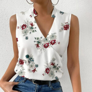 Summer Chic: Casual Printed V-neck Sleeveless Top
