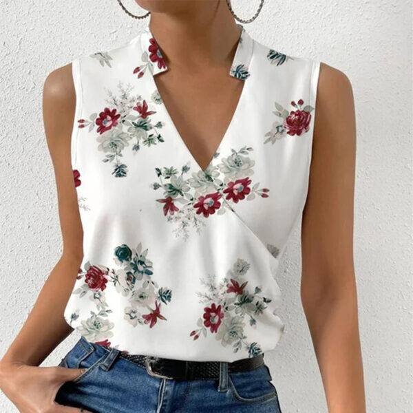 Summer Chic: Casual Printed V-neck Sleeveless Top