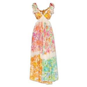 Romantic V-Neck Ruffle Sleeve Dress: French Floral Charm