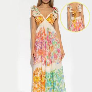 Romantic V-Neck Ruffle Sleeve Dress: French Floral Charm