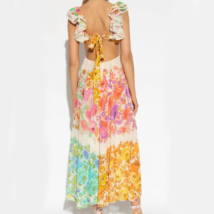 Romantic V-Neck Ruffle Sleeve Dress: French Floral Charm