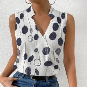 Summer Chic: Casual Printed V-neck Sleeveless Top