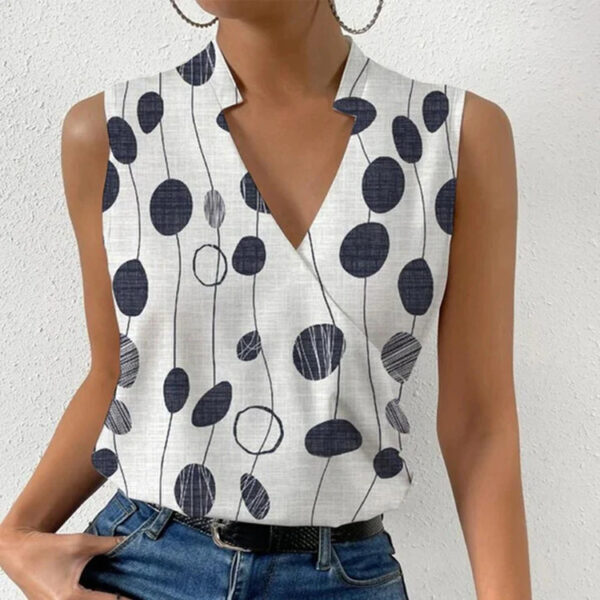 Summer Chic: Casual Printed V-neck Sleeveless Top