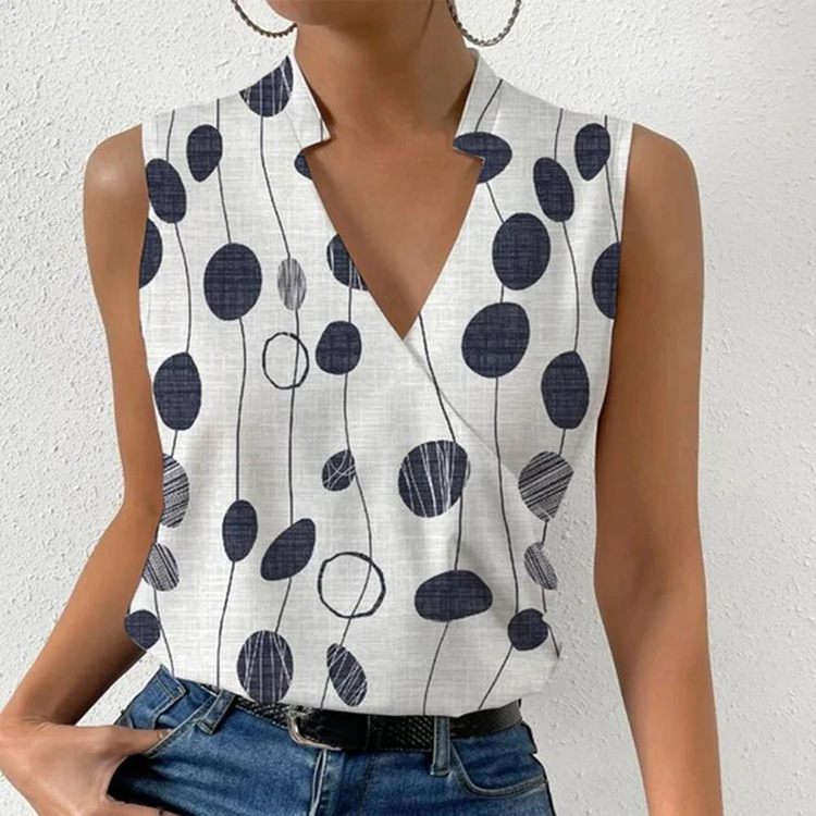 Summer Chic: Casual Printed V-neck Sleeveless Top