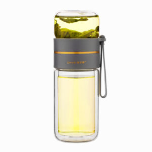 Double Wall Glass Water Bottle: Tea Infuser Included