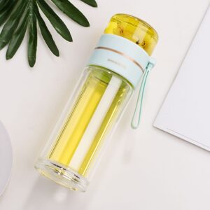 Double Wall Glass Water Bottle: Tea Infuser Included