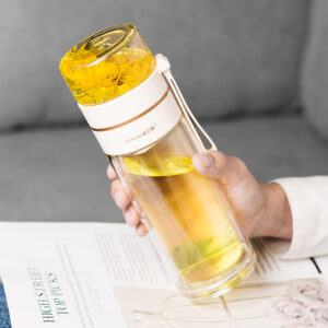 Double Wall Glass Water Bottle: Tea Infuser Included