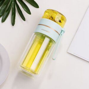 Double Wall Glass Water Bottle: Tea Infuser Included